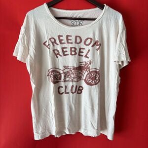 Chasor Large Graphic‎ T Shirt Freedom Rebel Club Motorcycle Womens Tee